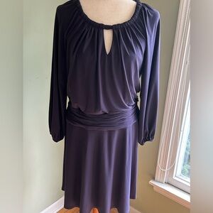 Suzu Chin for Maggy Boutique 6 draped dress.Gathered neck/waist. Deep periwinkle